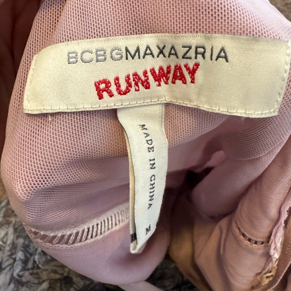 BCBG Maxazria Runway Silk Dress Sheath Cocktail Pink Mauve Semi Sheer M - Picture 10 of 11